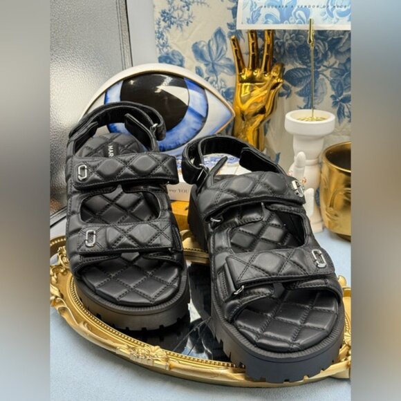🆕 MARC JACOBS 🧿 NWOB The Quilted Sunny Leather Dad Sandals, Sz 40 US 10 - Picture 4 of 15